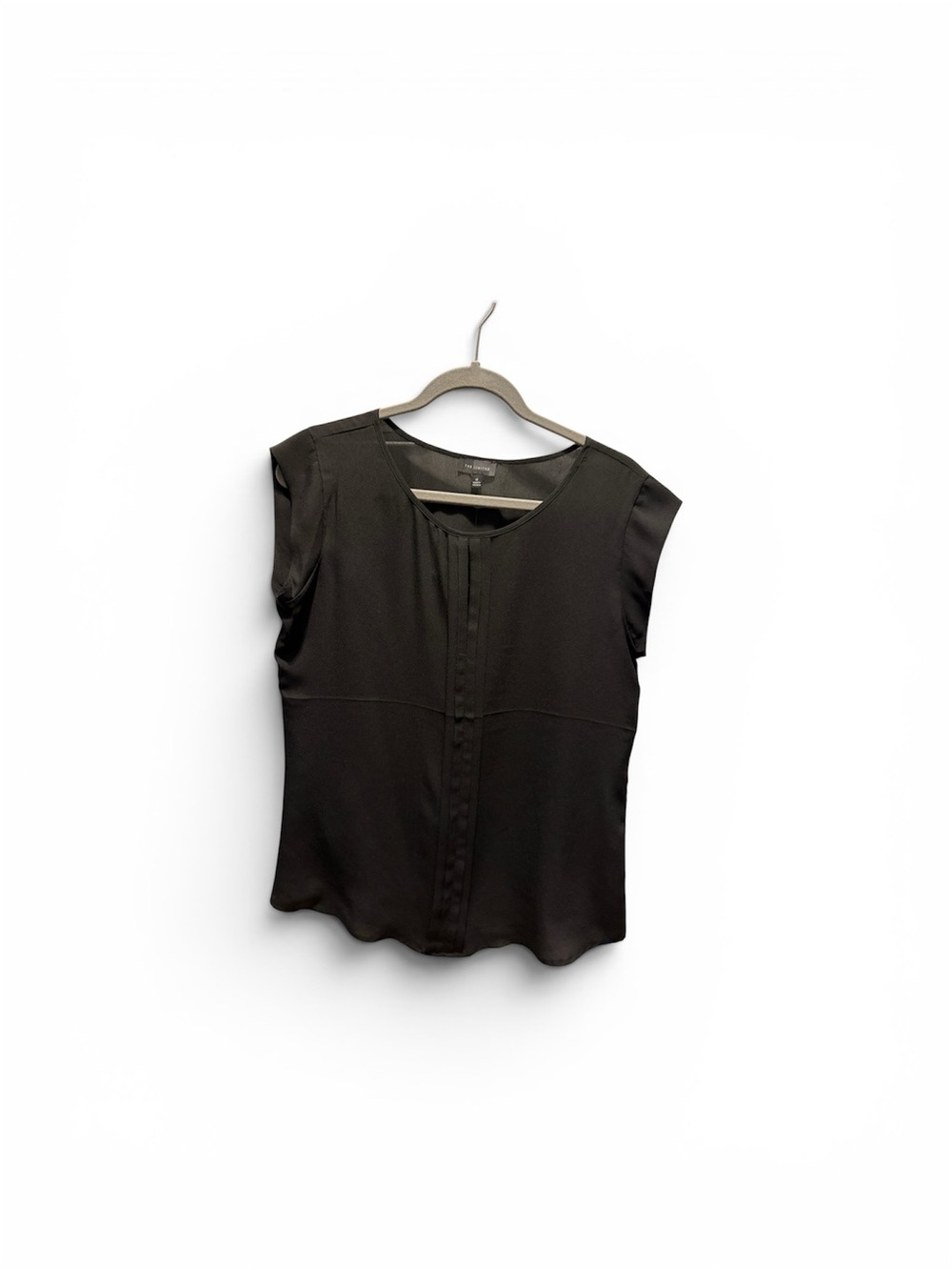 NWT The Limited Van Heusen Black Cap Sleeve Pleated Front Blouse